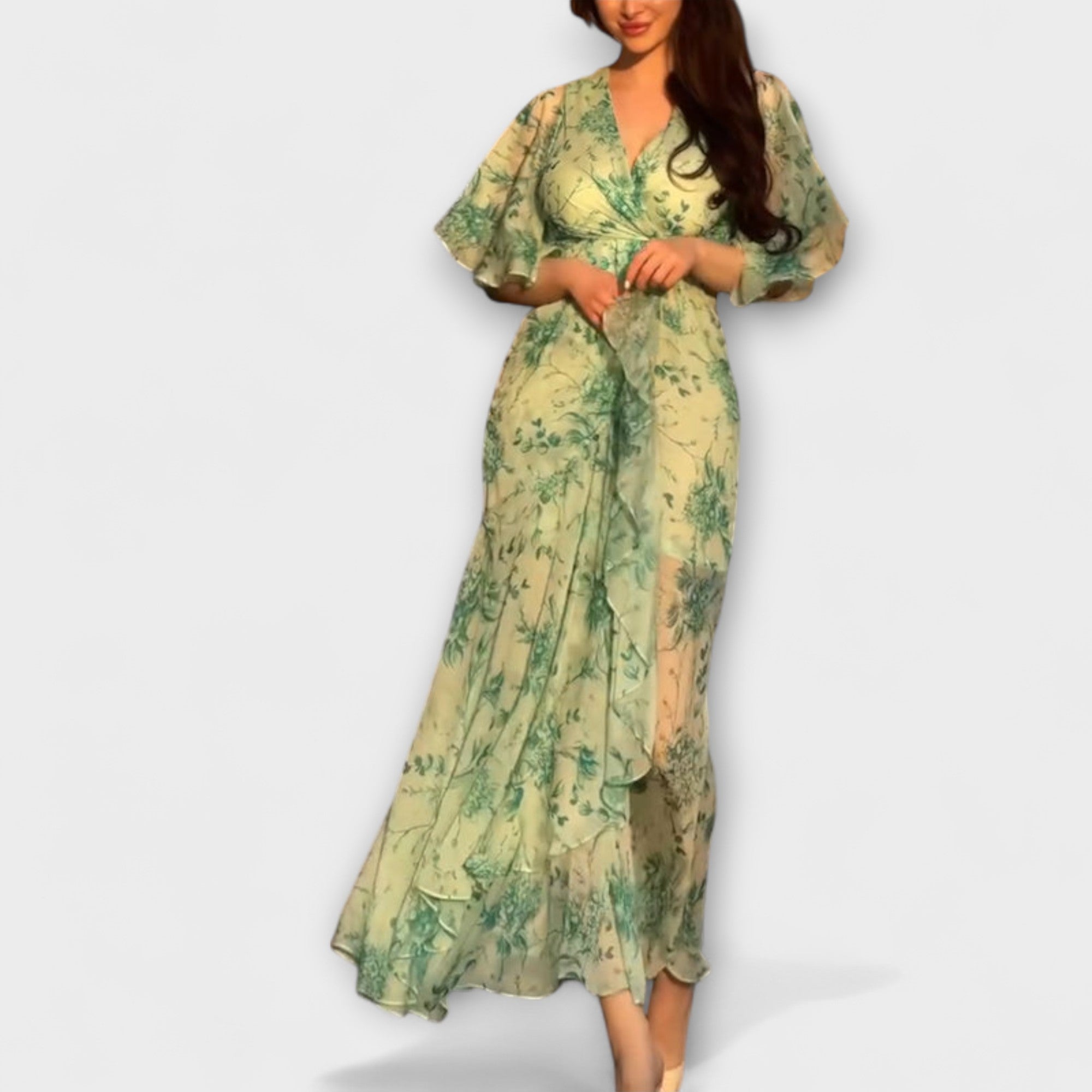 Lana ™ |Štýlové kvetinové šaty s V-výstrihom