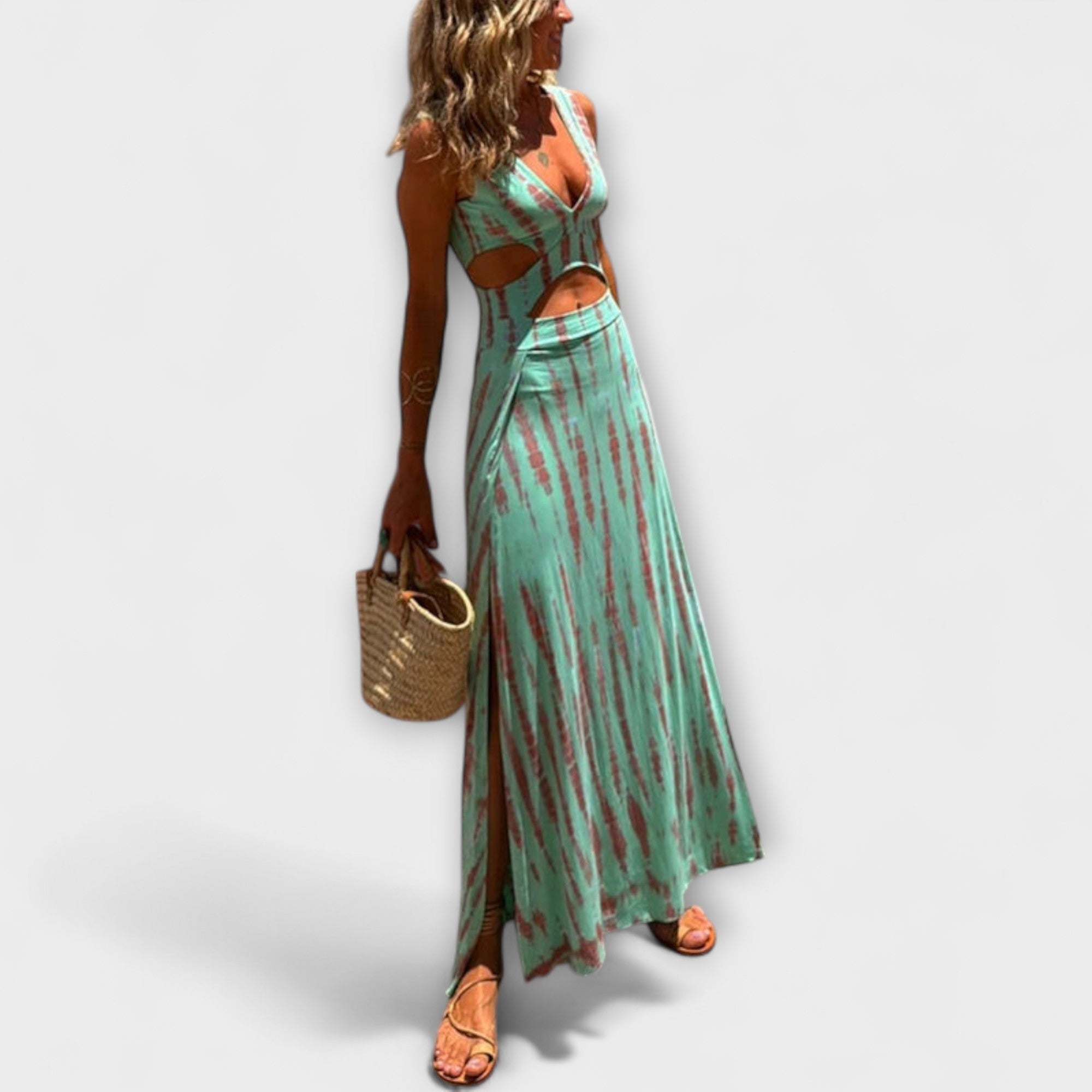 Ella ™ |Eleanor Tie-Dye Výrez Stretch šaty