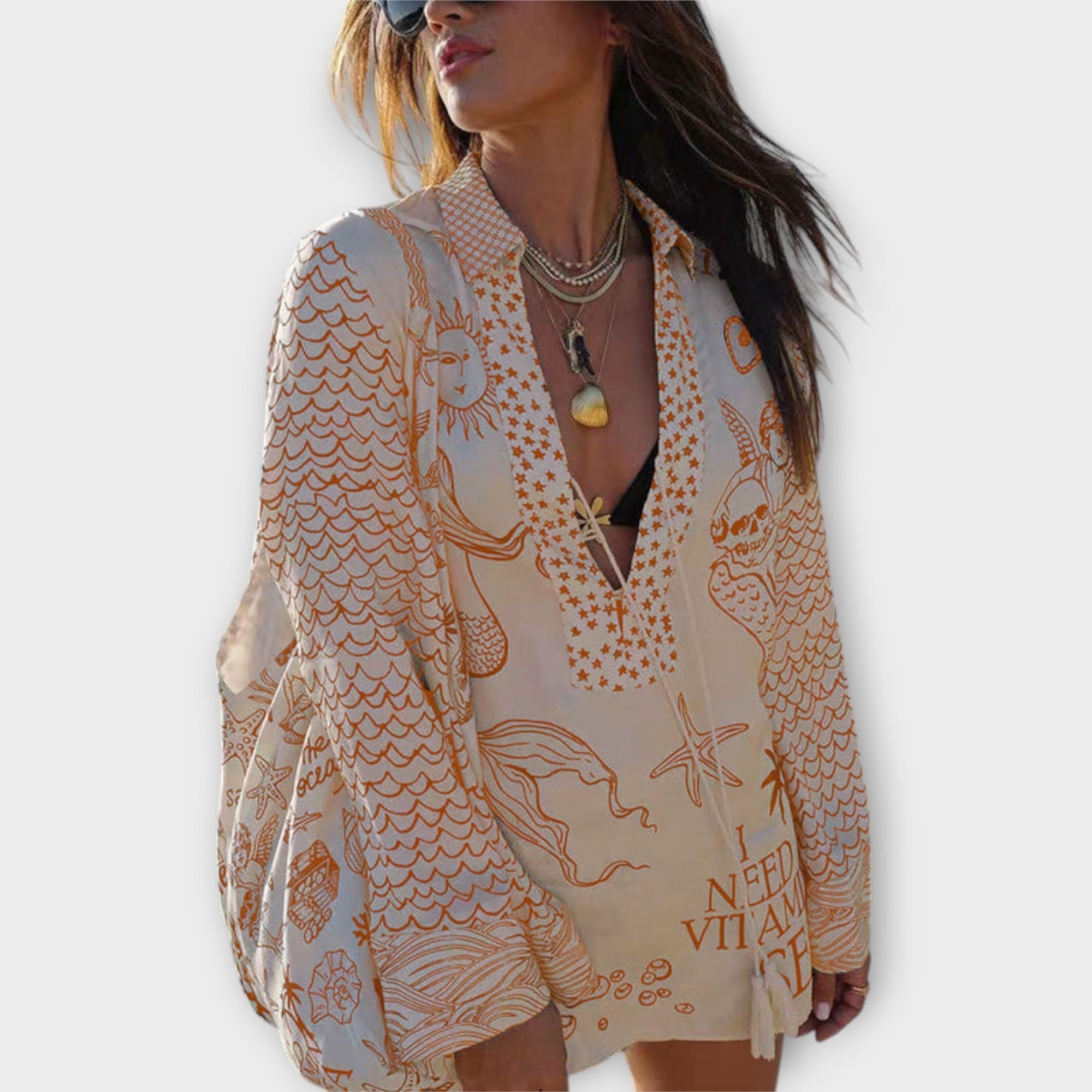 Liv ™ |Saténový set s kvapkami a šortkami