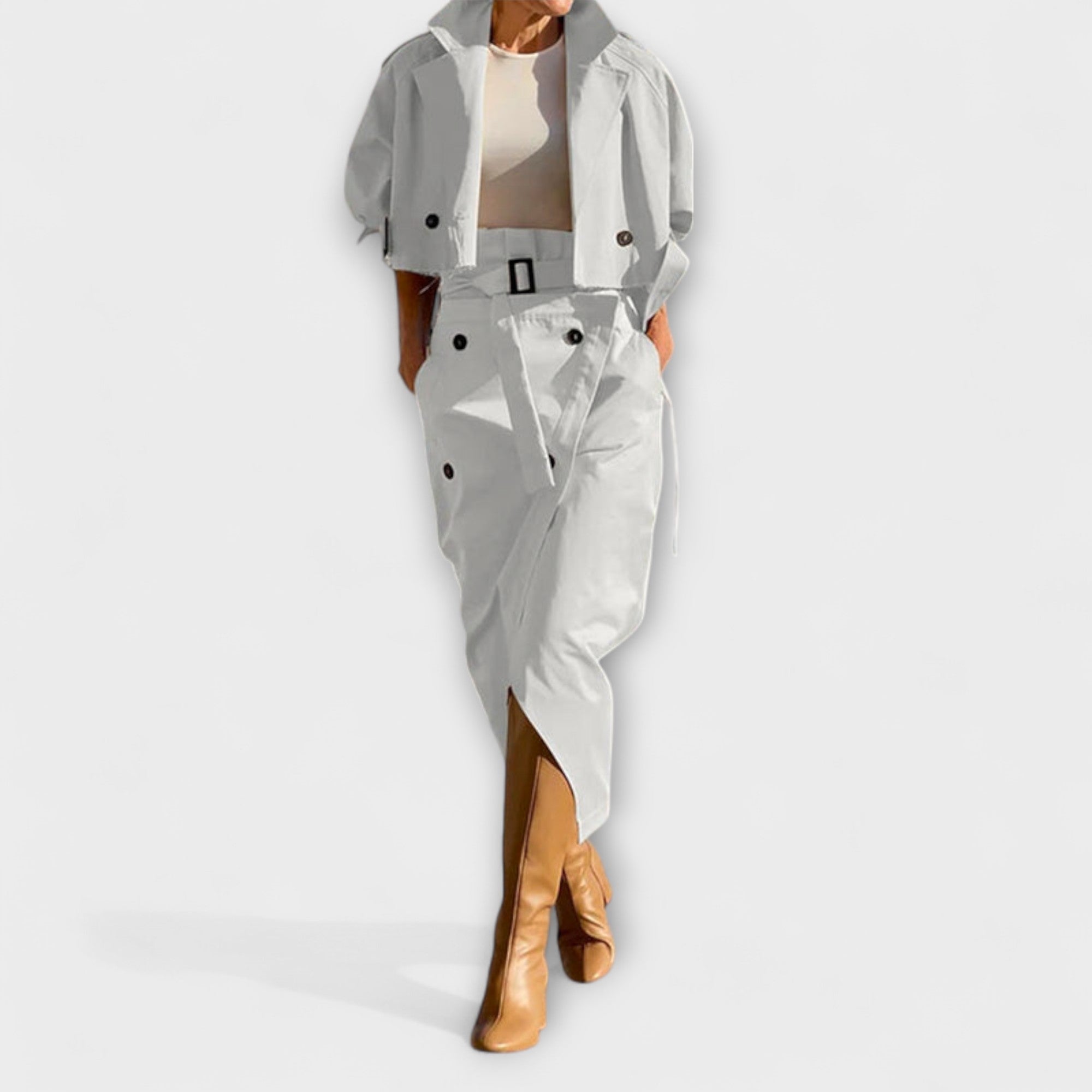 Lyra™ | Elegantná bunda s midi sukňou a vreckami