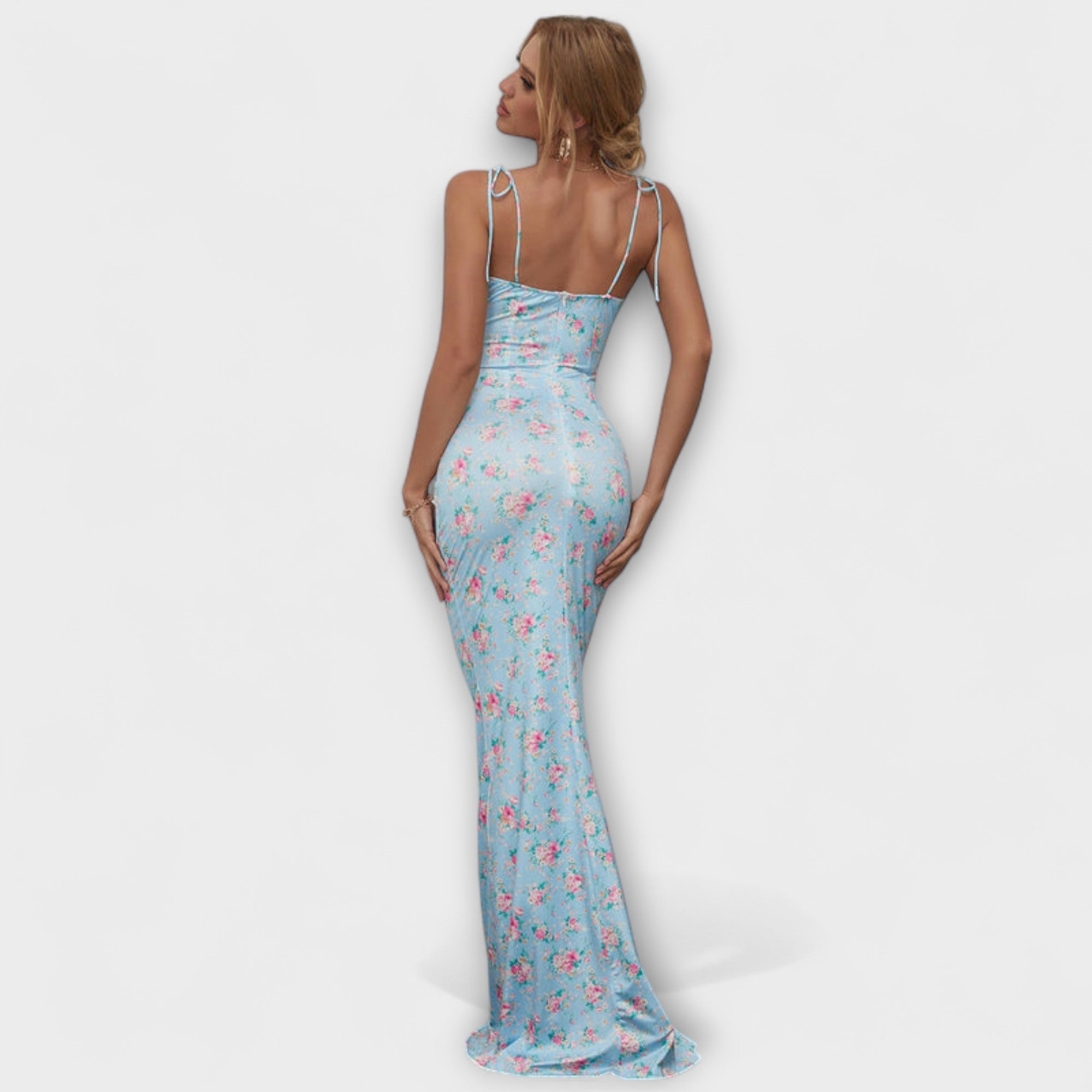 Thalia ™ | Kvetinová potlač spoločenských šiat s viazanými ramienkami