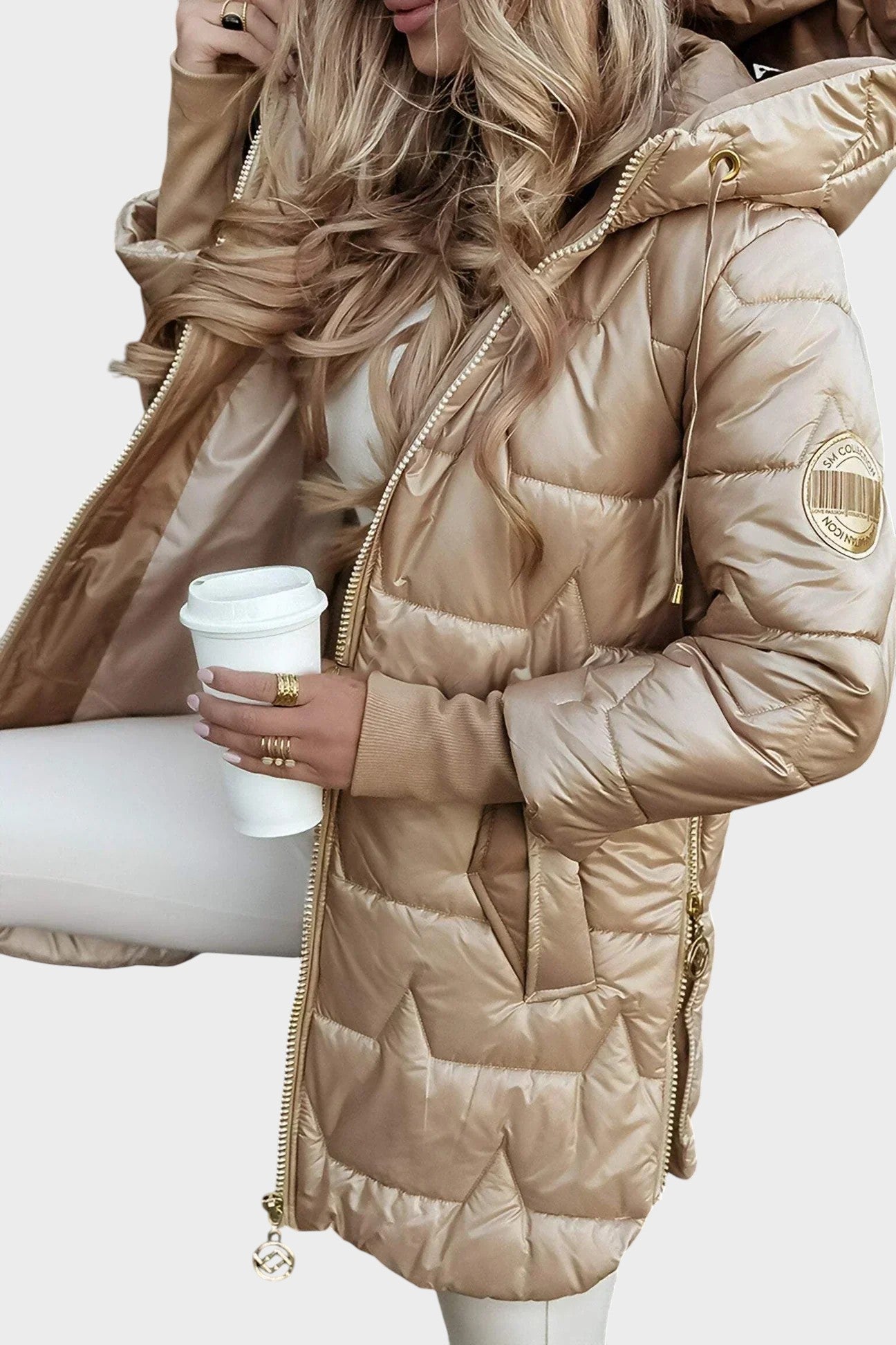 Denisa ™| Elegantný zimný kabát s kapucňou a podšívkou