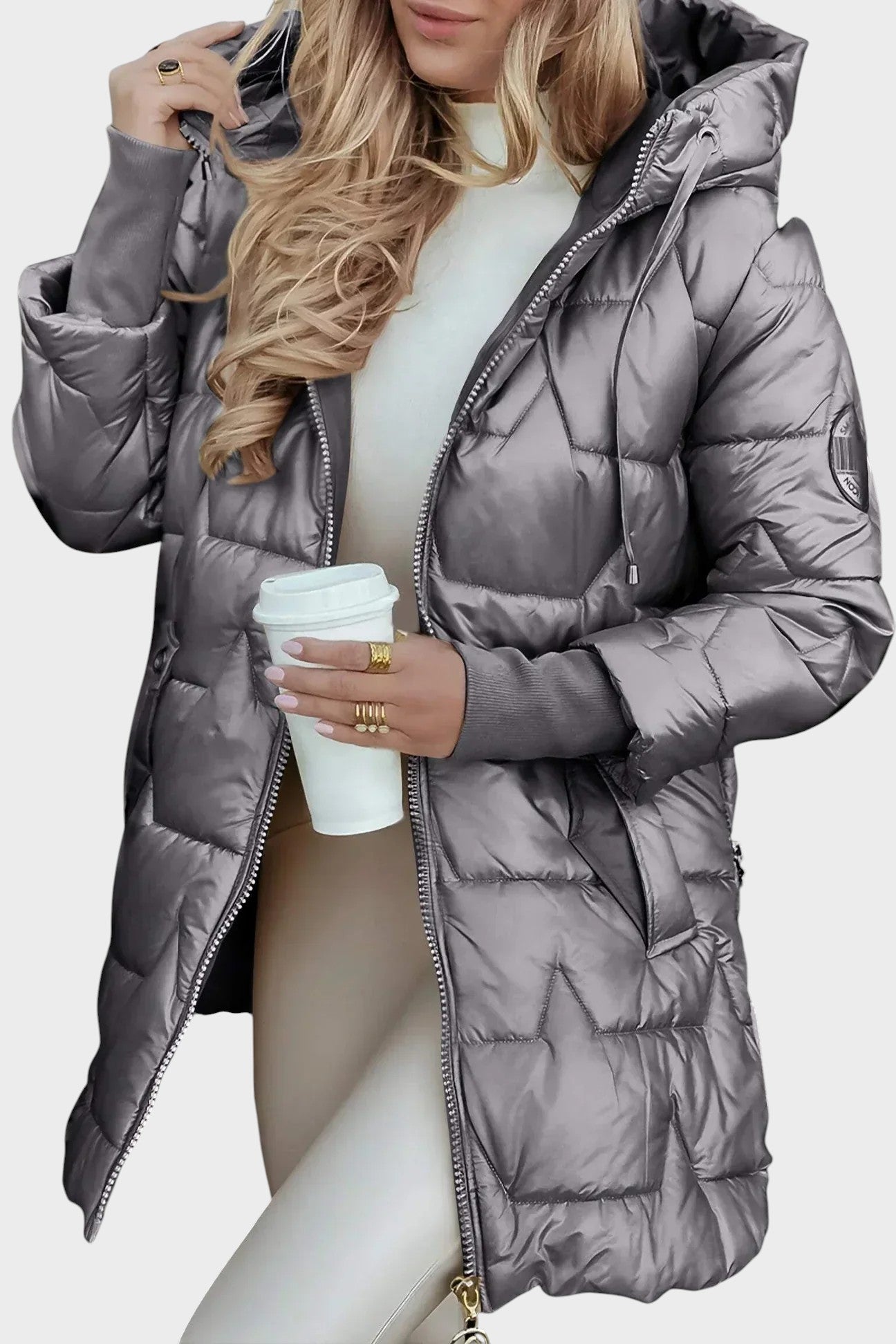 Denisa ™| Elegantný zimný kabát s kapucňou a podšívkou