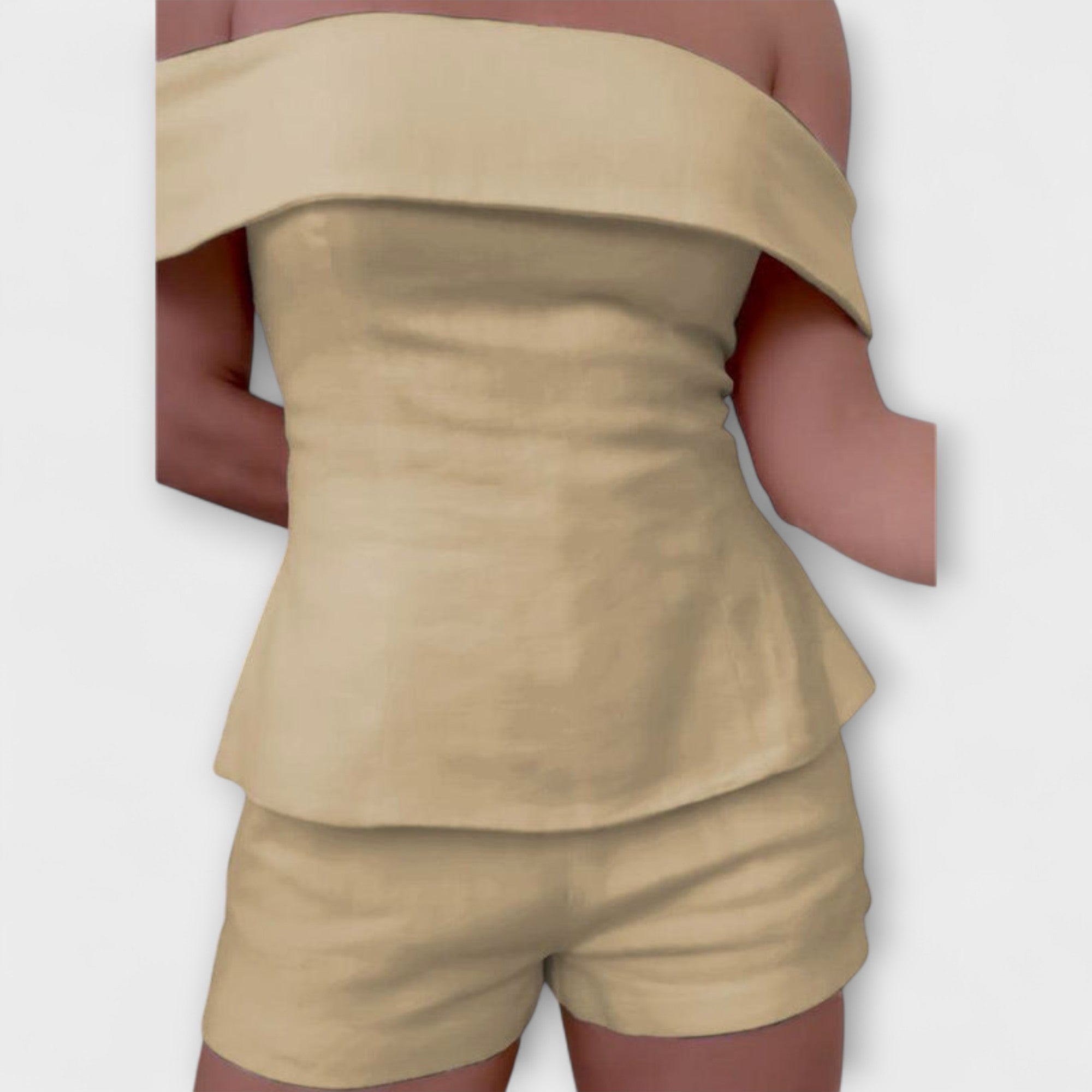 Olivia ™ |Biely bavlneno-ľanový dvojdielny set