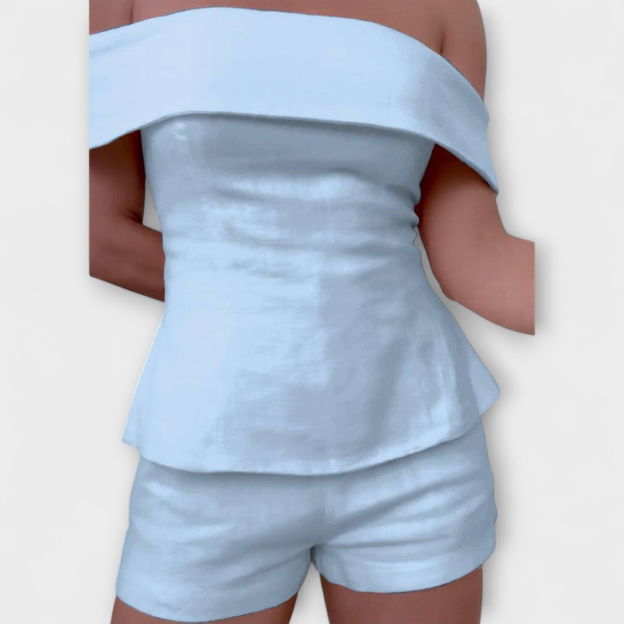 Olivia ™ |Biely bavlneno-ľanový dvojdielny set