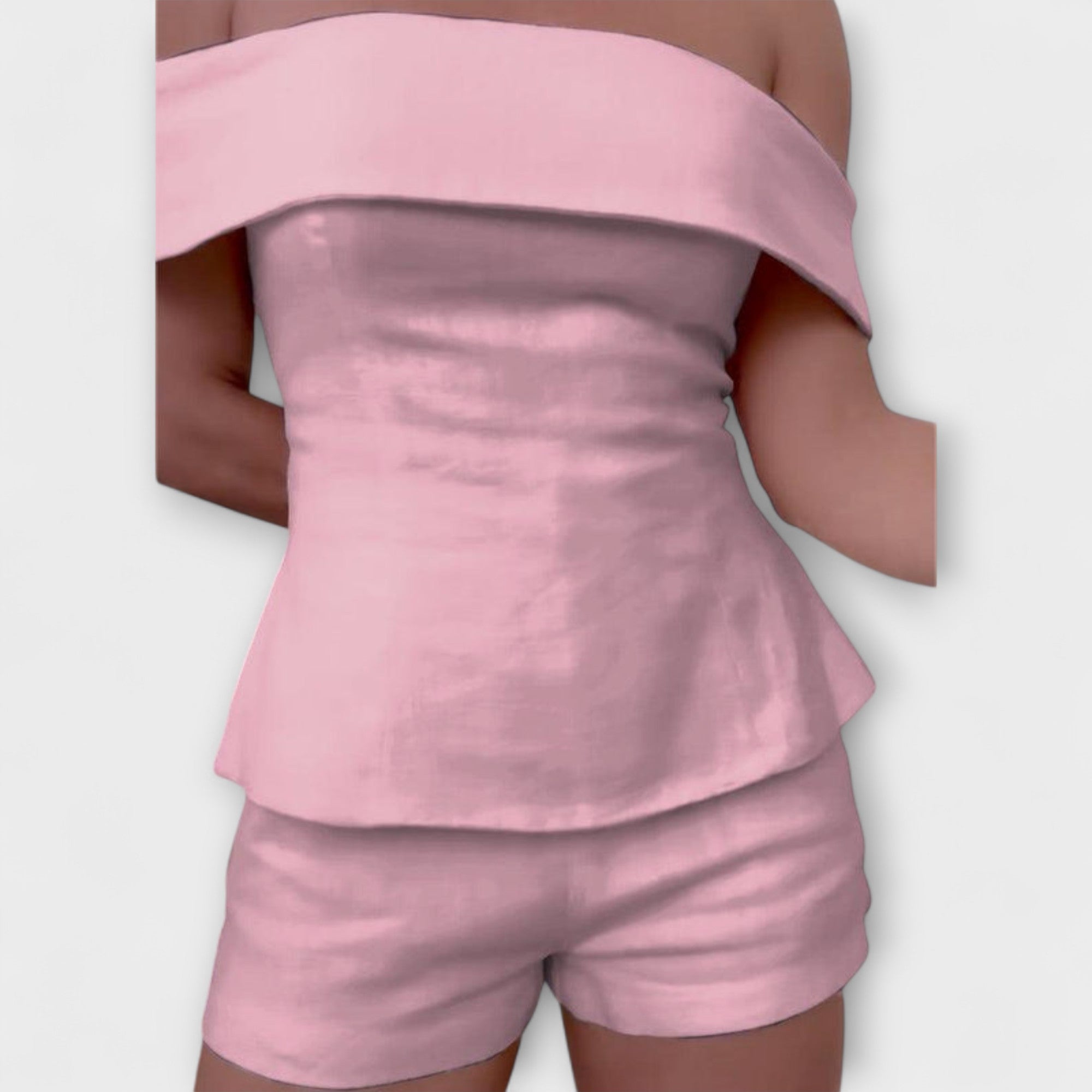 Olivia ™ |Biely bavlneno-ľanový dvojdielny set