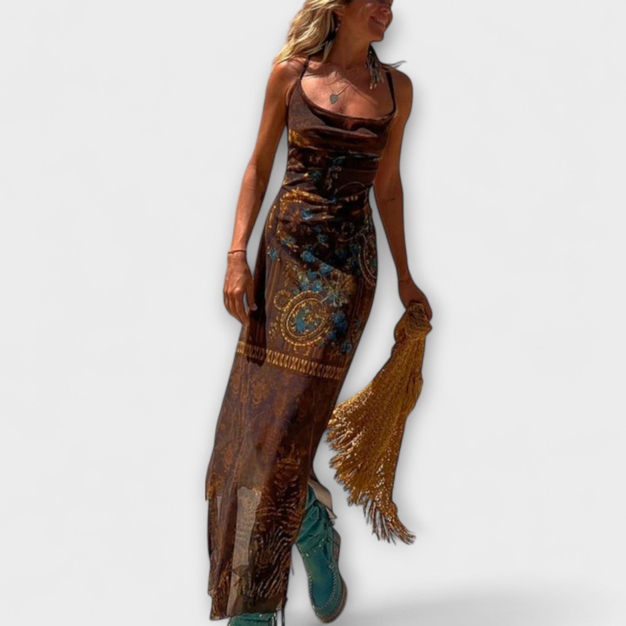 Poplatok ™ ｜ Jedinečné midi šaty s cowl-výstrihom