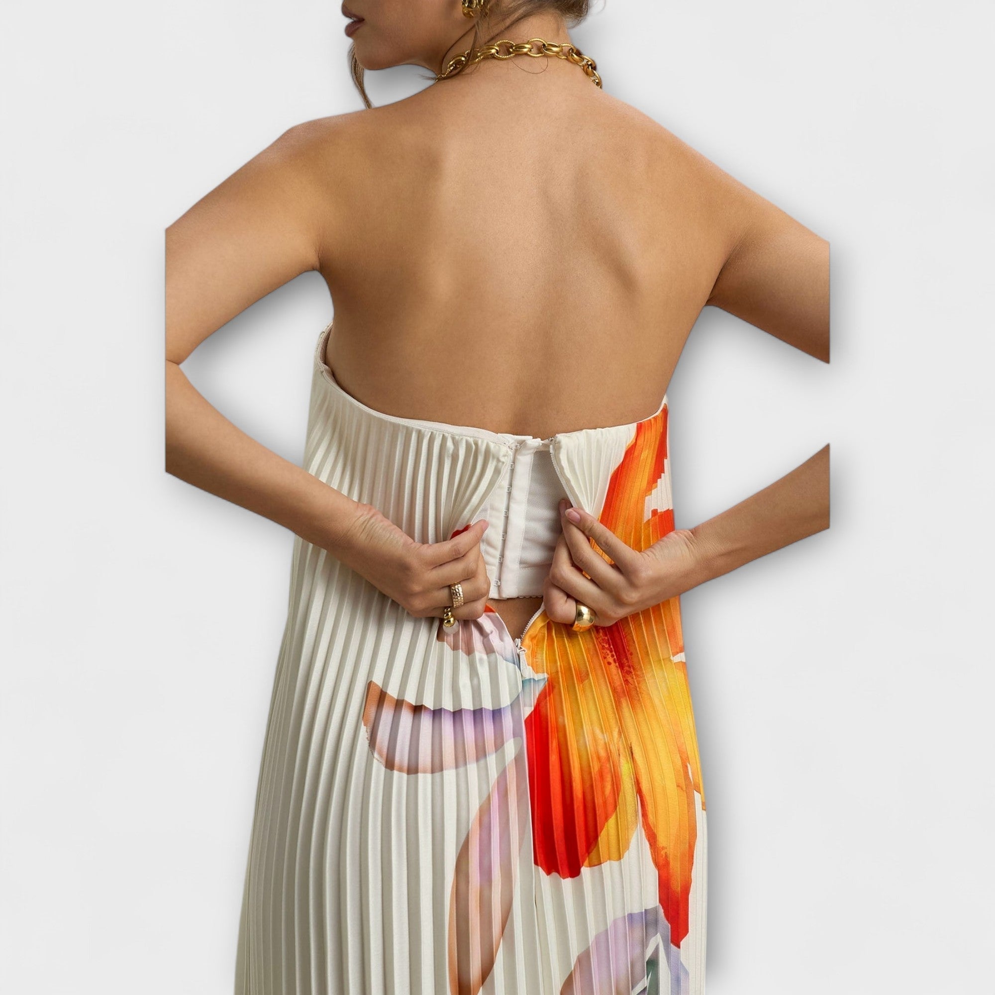 Michelle  ™ ｜ Maxi šaty Sweetheart v oranžovej kvetinovej