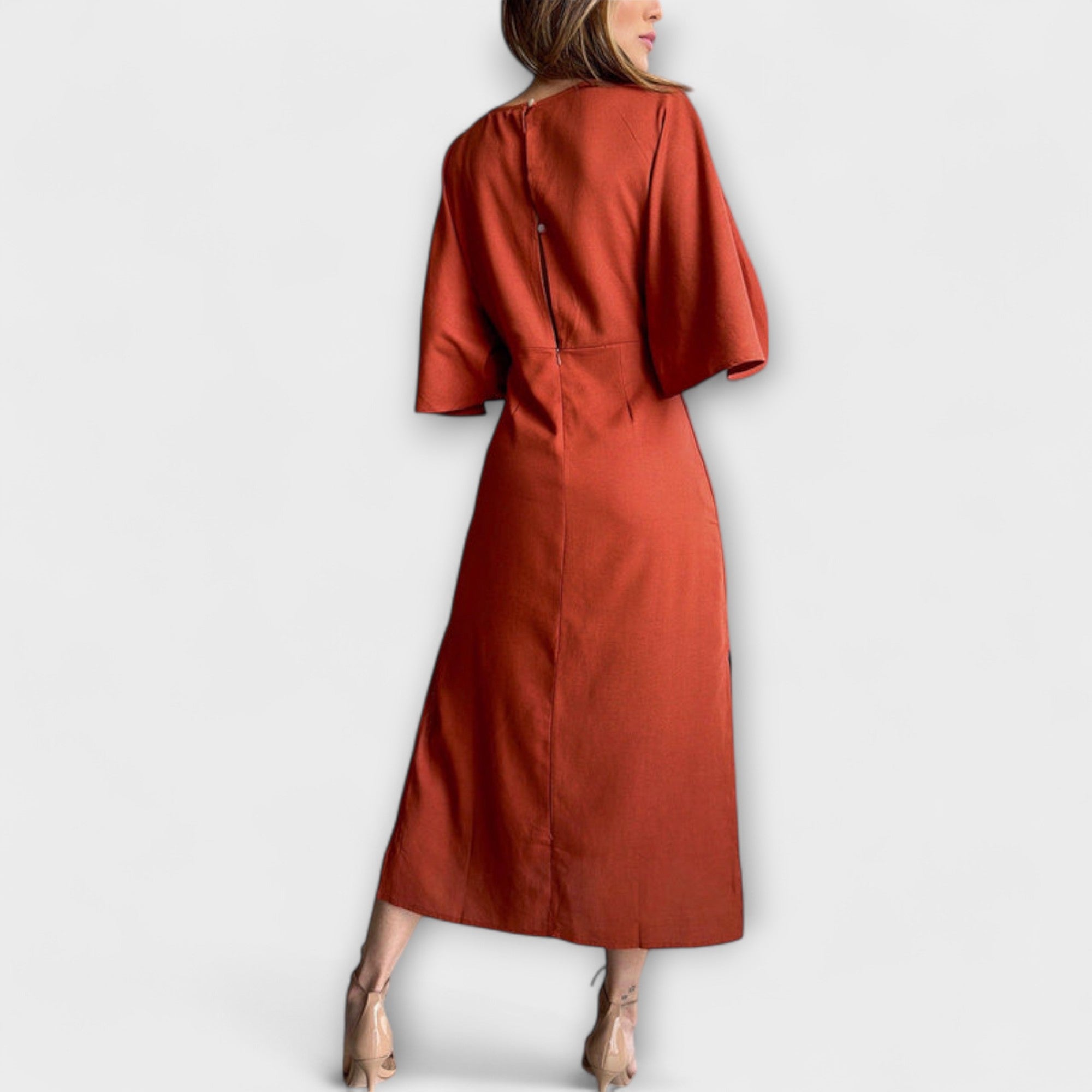 Holly ™ ｜ Pohodlné šaty s V-výstrihom z bavlny a ľanu so šnurovaním