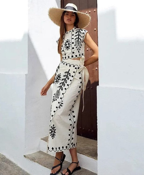 Camilla - Tlačený top a sukňa