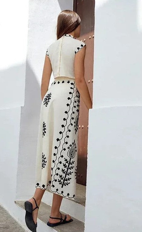 Camilla - Tlačený top a sukňa