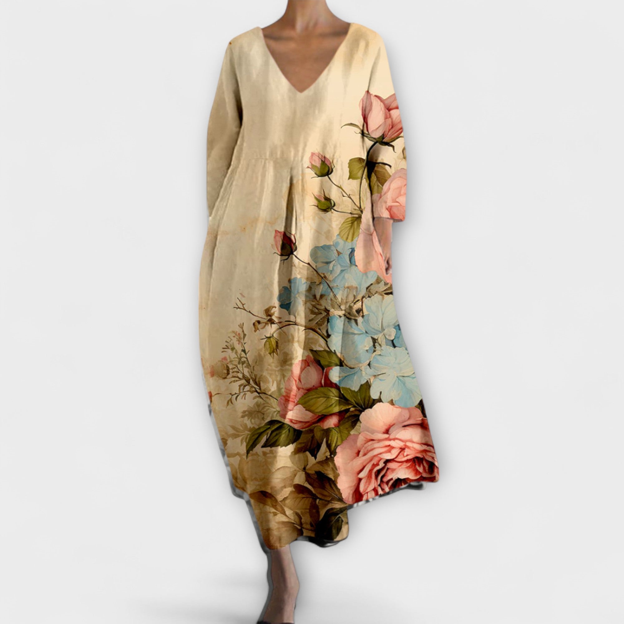 Fiona  ™ ｜ Dlhé, farebné šaty s výstrihom do V