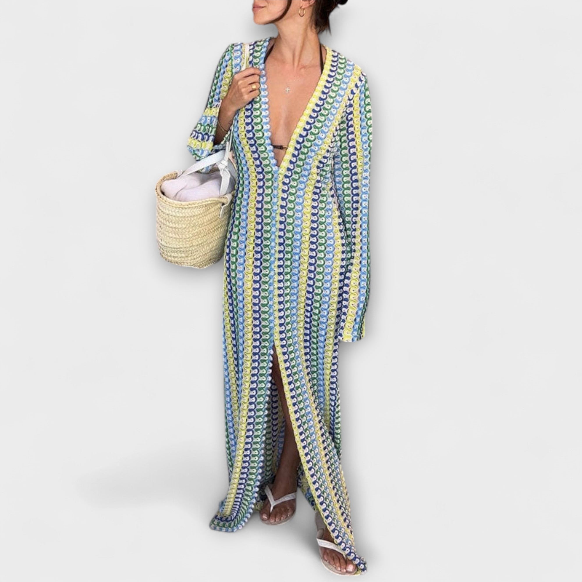 Elina  ™ ｜ Maxi šaty s V-výstrihom a dovolenkovou atmosférou