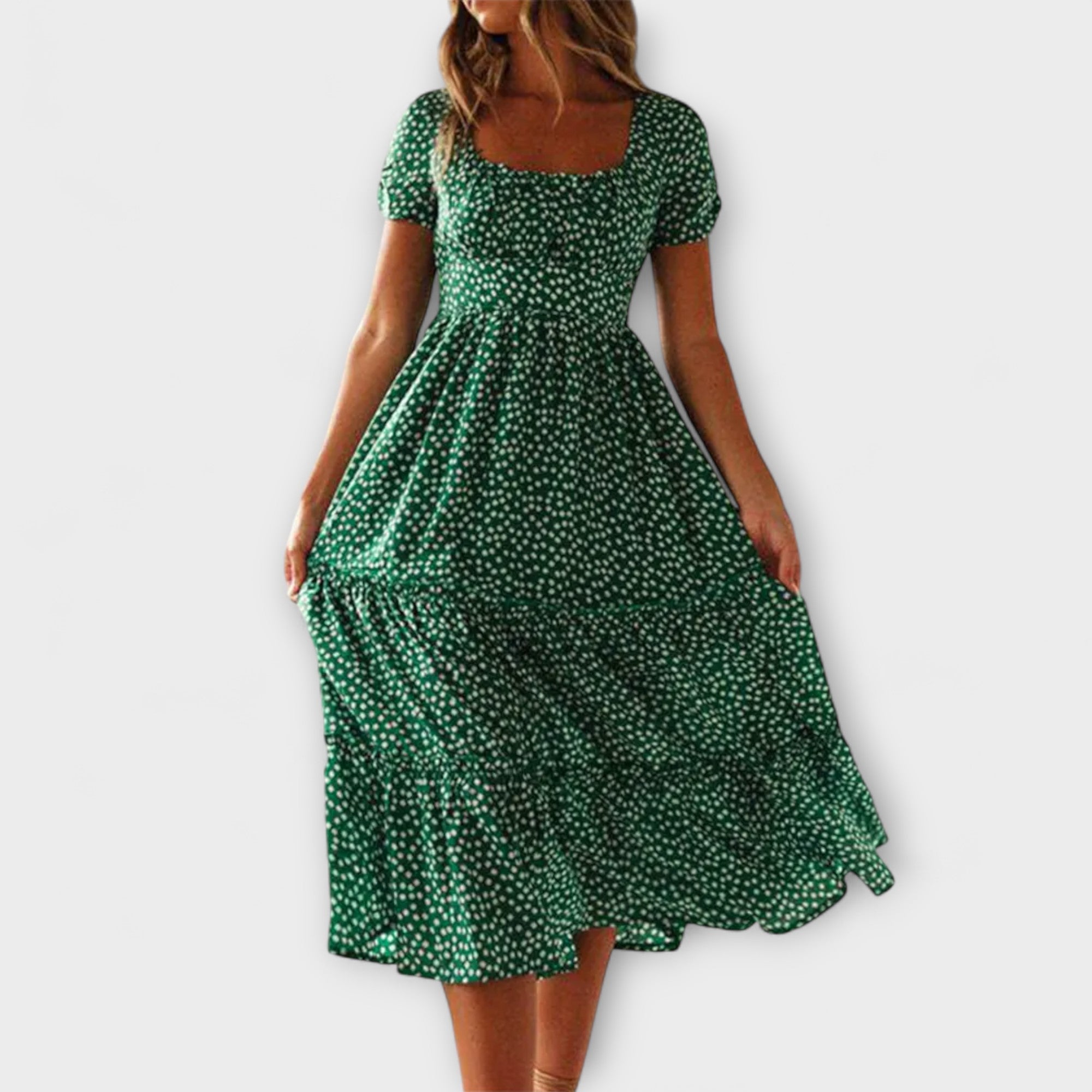 Editka ™ ｜Vintage kvetinový vzor Puffärmel Maxikleid