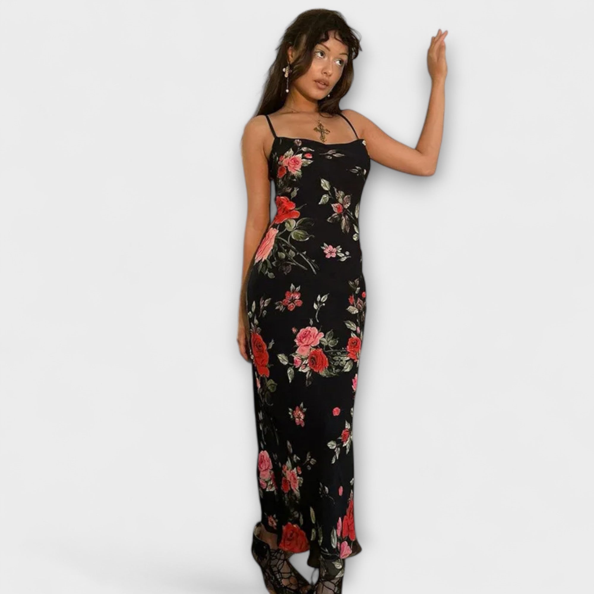 Etela ™ ｜Šaty Bodycon s ramienkami a kvetinovým vzorom