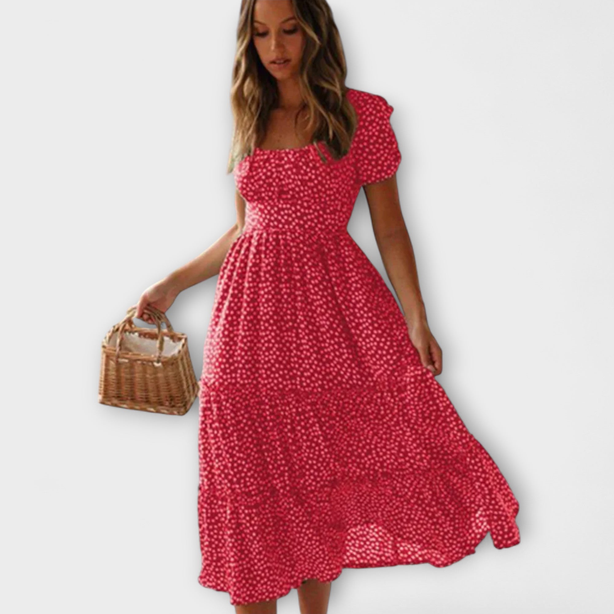 Editka ™ ｜Vintage kvetinový vzor Puffärmel Maxikleid