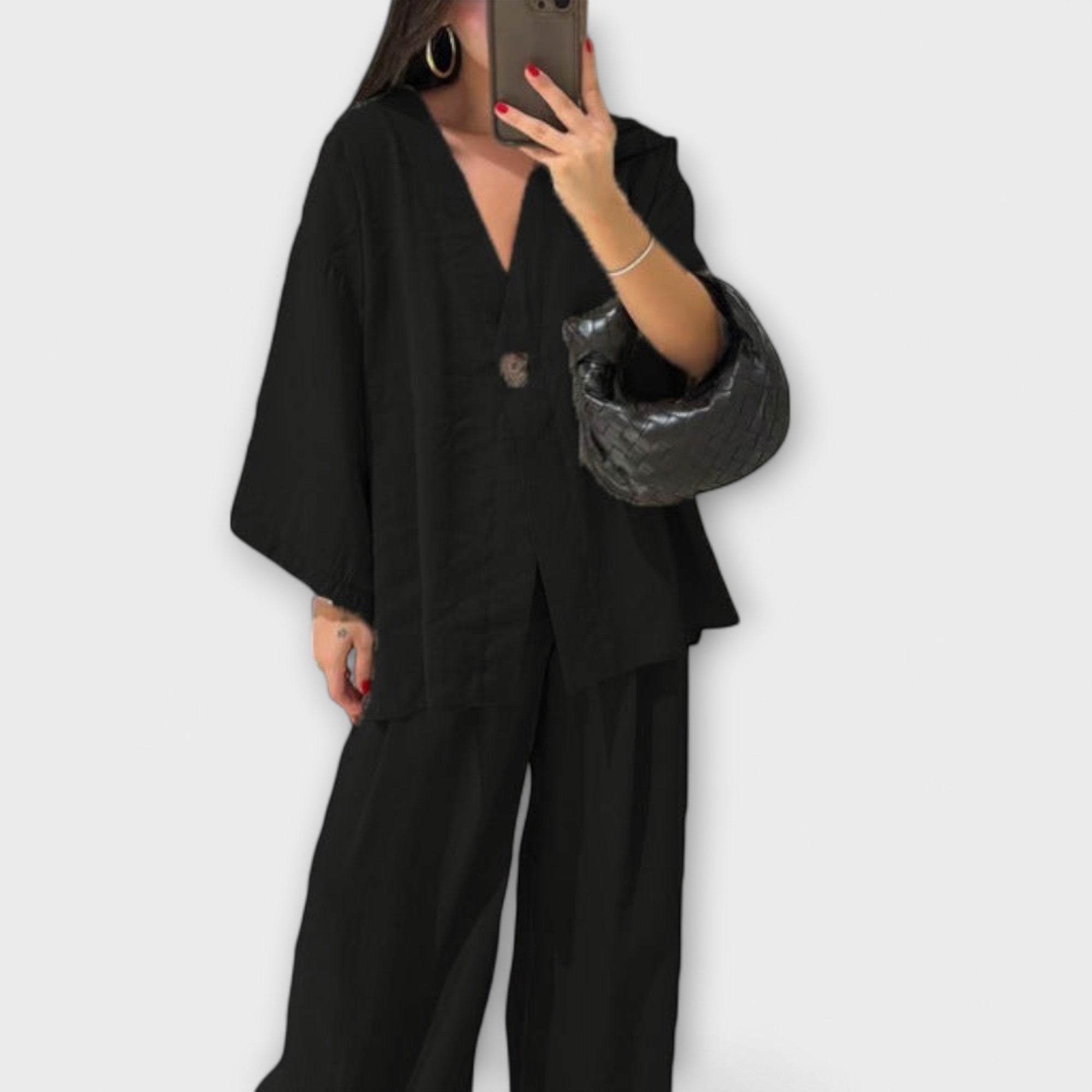 Jacqueline ™ ｜ Ležérny top s V-výstrihom a nohavicový set