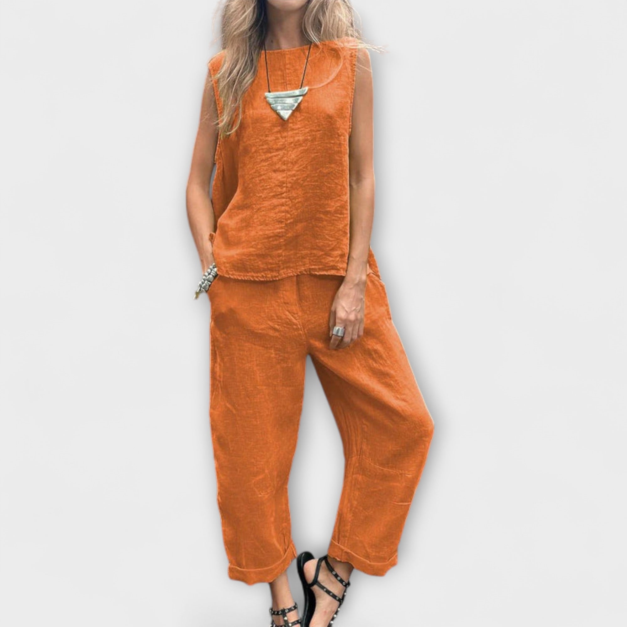 Jennifer ™ ｜Uvoľnený outfit z bavlny a ľanu