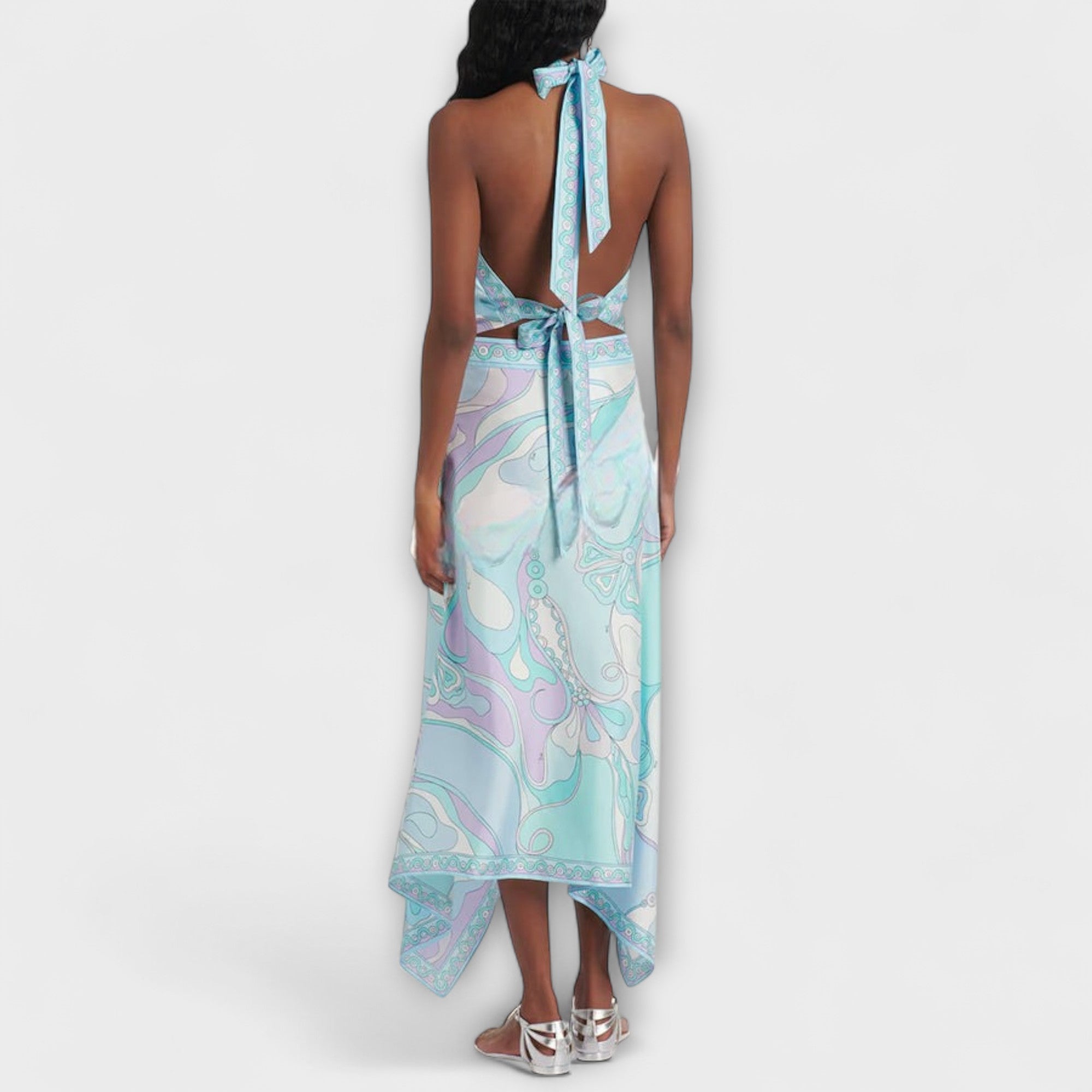 Everly ™ ｜ Sada z topu s náprsenkou a asymetrickej midi sukne