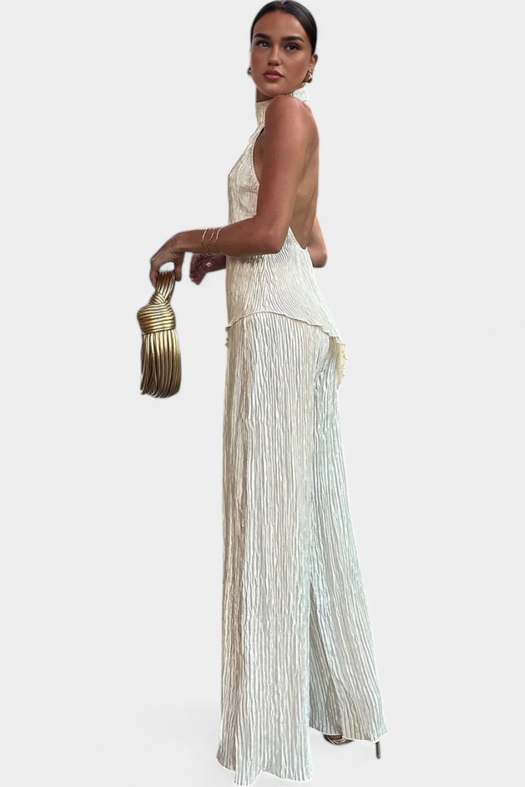 Axelle | Elegantný set s plisovaným vrchom a voľnými nohavicami