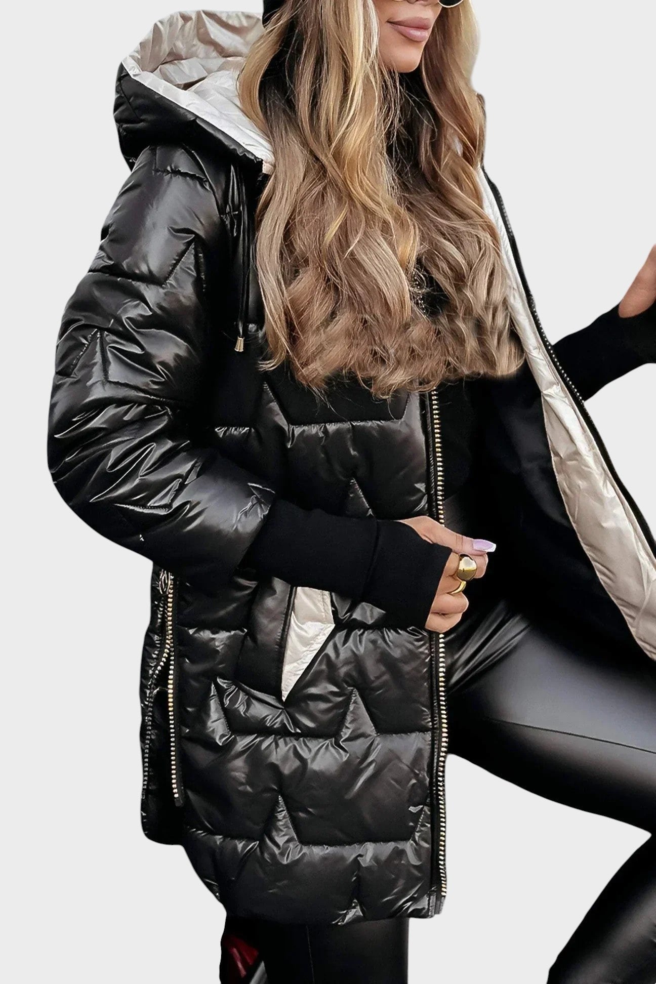 Denisa ™| Elegantný zimný kabát s kapucňou a podšívkou